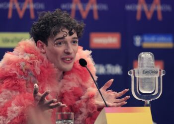 epa11334275 This year's winner Nemo representing Switzerland during the press conference after the final of the 68th edition of the Eurovision Song Contest (ESC) at the Malmo Arena, in Malmo, Sweden, 11 May 2024.  EPA/Andreas Hillergren SWEDEN OUT