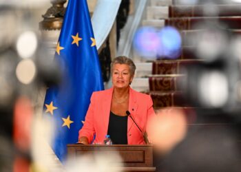 CAIRO, EGYPT - SEPTEMBER 9:  EU Commissioner for Migration and Home Affairs Ylva Johansson speaks during a press conference with the Egyptian foreign minister at Tahrir Palace in the centre of Cairo on September 9, 2024 in Cairo, Egypt. EU Commissioner for Home Affairs, Ylva Johansson is visiting Egypt from September 9-10 to strengthen EU-Egypt cooperation on migration.  (Photo by Sayed Hassan/Getty Images)