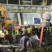 epa11696244 Emergency and heavy machinery crews work at the scene to clear the wreckage following the collapse of the canopy at the railway station in Novi Sad, Serbia, 01 November 2024. At least 12 people lost their lives in the collapse of the Novi Sad Railway Station canopy, as stated by Interior Minister Ivica Dacic. Mayor of Novi Sad, Milan Djuric, reported over 30 injuries in the incident, which occurred just before noon. The recently renovated station building, reopened on 05 July 2024, was undergoing another renovation shortly before the collapse.  EPA/MARKO KAROVIC