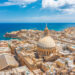 Aerial view of Lady of Mount Carmel church, St.Paul's Cathedral in Valletta city, Malta