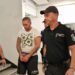 Водят обвиняемия за убийството с белезници към съдебната зала, снимка от БТА