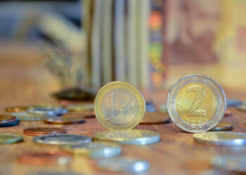 one euro coin versus two Bulgarian leva